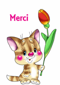 Un chat mignon vous dit merci avec des fleurs